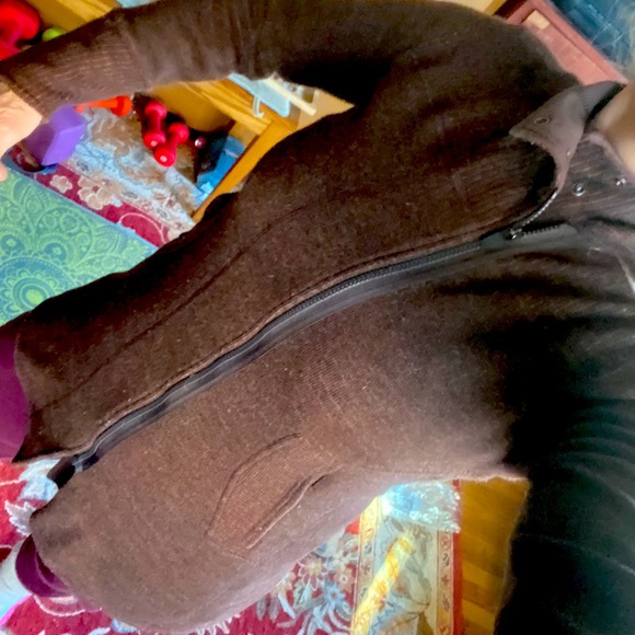 Title Nine Swacket tunic jacket wool blend fleece full zip heather brown women M - Picture 4 of 14